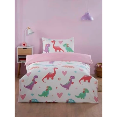 Image of Rapport home Dino Daisy Kids Microfibre Duvet Cover Set Toddler Multi
