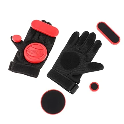 Image of Perfeclan Skateboard Gloves, Gloves with Sliders, Standard Longboard Downhill Slide Skate Red