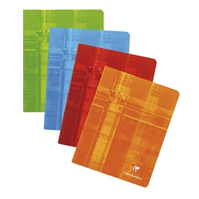 Image of Clairefontaine Ref 393C Staplebound Notebook (60 Sheets) 16.5 x 21cm Size, Lined Rulings, 90gsm Brushed Vellum Paper, Laminated Cardboard Cover Random Colour
