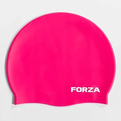 Image of FORZA Kids’ Swimming Caps Premium Silicone Swim Hats for Children Aged 3 13 Comfortable, Durable, &amp; Splash Proof Available In 5 Multiple Pack Sizes (1, Pink, M)