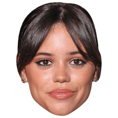 Image of Jenna Ortega (Brown Hair) Celebrity Mask, Flat Card Face, Fancy Dress Mask