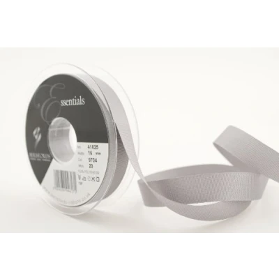 Image of Berisfords 41025 20 m x 16 mm Polyester Grosgrain Ribbon, Grey