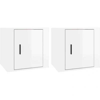 Image of vidaXL Bedside Cabinets 2 pcs High Gloss White 50x39x47 cm