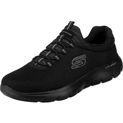 Image of Skechers Men&#039;s Summits Trainers, Black Mesh Trim, 13 UK