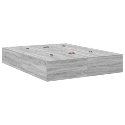 Image of vidaXL Storage Bed Frame Grey Sonoma 140x200 cm