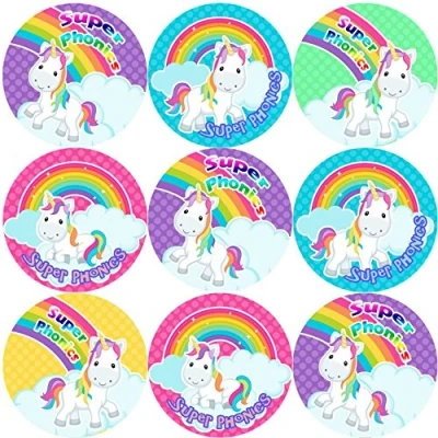 Image of 144 Phonics Unicorns 30mm Reward Stickers for School Teachers, Parents, Nursery