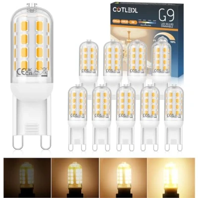 Image of COTLEDL G9 LED Bulbs Dimmable Warm White 2700K,5W Bulb,450LM,Equivalent to 40W Halogen Bulb, No Flicker Energy Saving Light for Home Lighting Decor 10 Pack