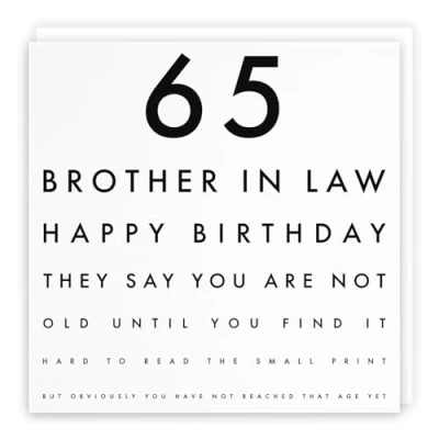 Image of Hunts England Brother In Law 65th Funny Birthday Card 65 Happy Fun Letters Collection