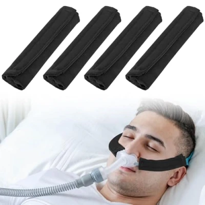Image of 4 Packs Satin CPAP Strap Covers, Comfort Pads, Face Cushion Universal and Silky Headgear Pads for Reducing Red Marks (4, Black)