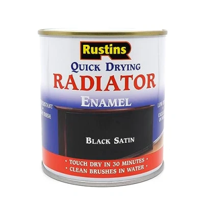 Image of RUSTINS Quick Drying Radiator Enamel Satin Black 250ml