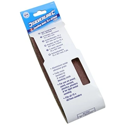Image of Silverline Sanding Belts 75 x 457mm 5pk 80 Grit