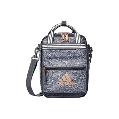 Image of adidas Unisex Adult Squad Insulated Lunch Bag Backpack, Jersey Onix Grey/Rose Gold, One Size