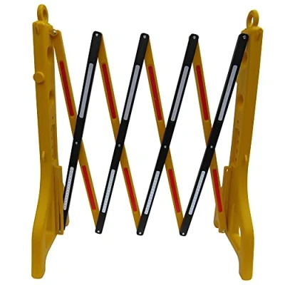 Image of Folding Safety Barrier 2.3m (Crowd Control Retractable Expandable Yellow Temporary Extending)
