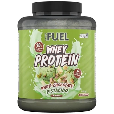 Image of Bodyfuel Whey Protein Powder 20g for Muscle Recovery &amp; Weight Management Low Calorie, Keto Friendly (1.8kg 53 Servings) (White Chocolate Pistachio)