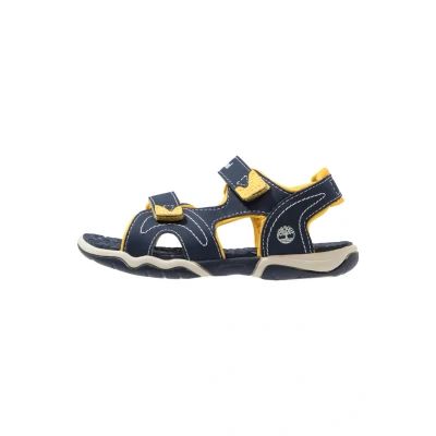 Image of Timberland Adventure Seeker 2 Strap Walking sandals for kids, Size: 6, Navy/yellow Imitation leather/ textile