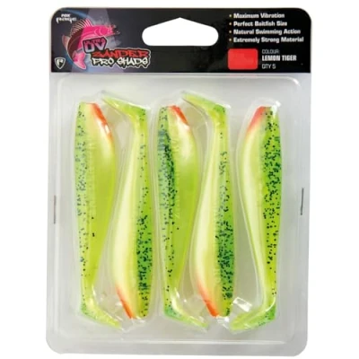 Image of Fox Rage Zander Pro Shad Lemon Tiger Ultra UV Packs 10cm 5pcs