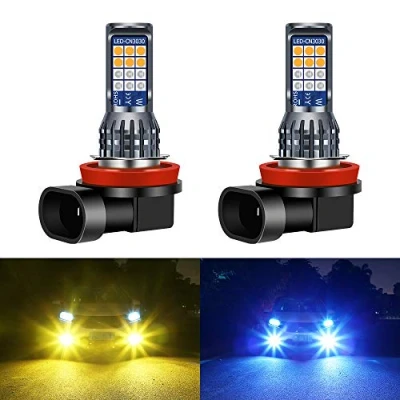 Image of Yifengshun 2pcs H9 H8 H11 LED Fog Light Bulb,Yellow&amp;Blue Front Lights with 24SMD 3030 Chips for Daytime Running DRL 12V