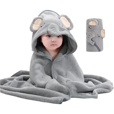 Image of BOBOZHONG Baby Hooded Towel,Baby Bath Towel with Hood Ultra Soft Towels Cute Animal Design for Boy and Girl Newborn Birthday(80 * 80cm)