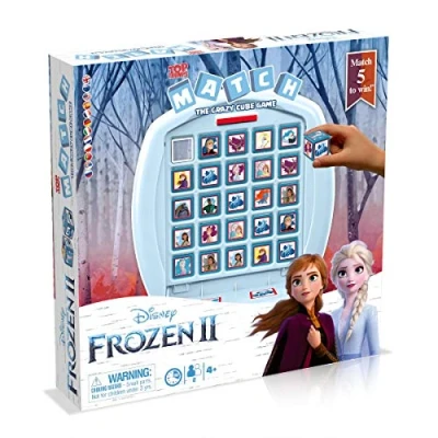 Image of Winning Moves Frozen 2 Top Trumps Match Board Game, Travel to Arendelle and play with Elsa, Anna Olaf, Race 5 of the same characters in a row, gift toy for boys girls aged 4 plus