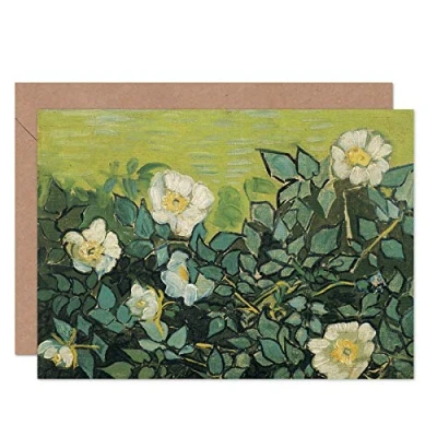 Image of Artery8 Vincent Van Gogh Wild Roses Fine Art Greeting Card Plus Envelope Blank Inside