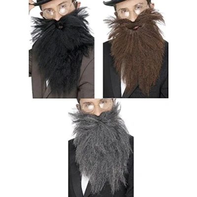 Image of Smiffys Long Beard &amp; Tash, Grey , Cosmetics and Disguises Fancy Dress, Cosmetic Dress Up Disguises.