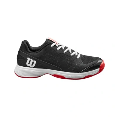 Image of Wilson Rush Pro Jr L Tennis Shoe, Juniors, Size 10.5K, Black/Wilson Red/White