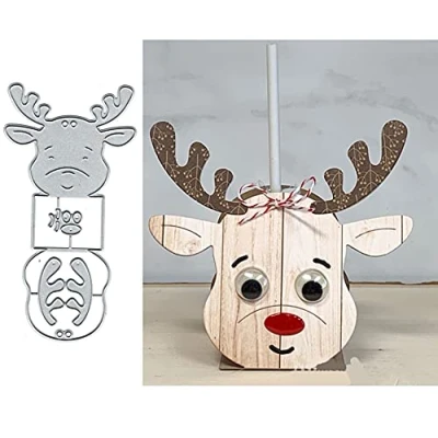 Image of Reindeer Candy Drink Box Metal Die Cuts,Christams Deer Gift Cutting Dies Cut Stencils DIY Scrapbooking Photo Album Decorative Embossing Paper Card Making
