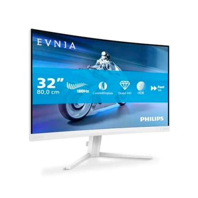 Image of PHILIPS Evnia 32M2C5501 32 inch QHD Curved Gaming Monitor, 180 Hz, 1 ms GtG, FreeSync Premium (2560x1440, 2x HDMI 2.0, 1x DisplayPort1.4) white