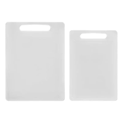 Image of Chef Aid White Chopping Board Twin Pack, Multipurpose Cutting with Anti Slip Surface, Dishwasher Safe Handles, Large Measures 40cm x 30cm, Regular 35cm 25cm