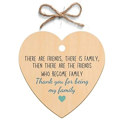 Image of Second Ave Friends That are Family Wooden Hanging Friendship Heart Gift Plaque