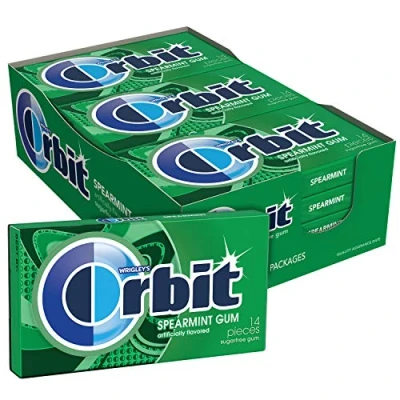 Image of Wrigleys Orbit Spearmint Sugarfree Chewing Gum 14 Piece Pack Box Of 12 Packs