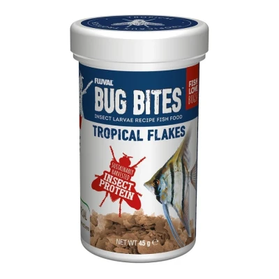 Image of Fluval Bug Bites Tropical Flakes Fish Food 45g