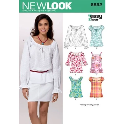 Image of New Look Sewing Pattern 6892: Misses Tops, Size A, A (6 8 10 12 14 16)