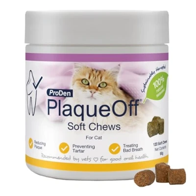 Image of ProDen PlaqueOff 120 Soft Chews Natural Plaque, Tartar &amp; Bad Breath Remover for Cats Works Systemically Not by Abrasion or Chewing
