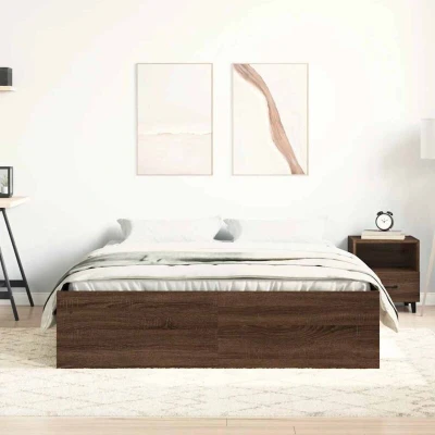 Image of vidaXL Bed Frame without Mattress Brown Oak 160x200 cm