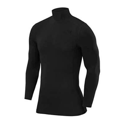 Image of TCA Boys&#039; Pro Performance Compression Base Layer Long Sleeve Top Mock Neck Black Stealth, 10 12 Years
