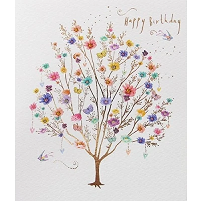 Image of Greetings Card (PLK5200) Birthday Tree From The Lemon Sorbet Range With An Embossed Finish.