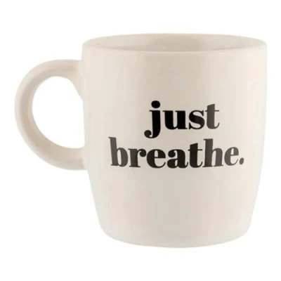 Image of FabFinds Hugga Mug with Initials Classic Ceramic Large Gift Coffee Cups 330ml (Just Breath)