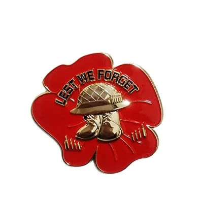 Image of Lest We Forget Remembrance Day Red Poppy Lapel Pin Badge Brooch Decorations Veteran Gifts Memorabilia
