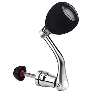 Image of fishing reel replacement Handle, Metal Rocker Arm Grip Spinning made hex trunk with EVA Premium Comfortable and Anti slip(L Sliver) handle
