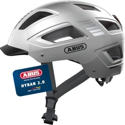 Image of ABUS Hyban 2.0 City Helmet Durable Bicycle for Daily Use with ABS Hard Shell Women and Men Silver, Size XL