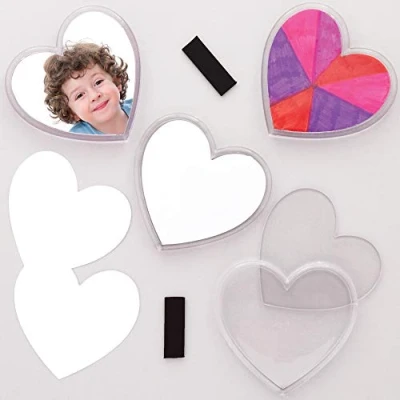 Image of Baker Ross AT362 Heart Fridge Magnets Kits Pack of 6, Creative Valentine&#039;s Day Art and Craft Supplies for Kids to Make Decorate