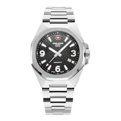 Image of swiss alpine military Men&#039;s Watch Analogue Quartz 7005.1 Stainless Steel, Steel/Steel/Black 1137sam, Bracelet