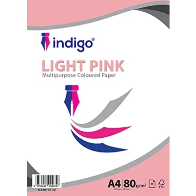 Image of Indigo® A4 80gsm Coloured Paper Origami Assorted Multi Colour for Art &amp; Craft Sheets (Light Pink, 100 Sheets)