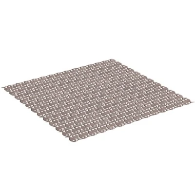 Image of TATAY Bath Mat, Non slip, PVC with Suction Cups, Resistant to Mold and Microbes, Anti Bacterial, Pisces Design, Taupe. Measures 54 x cm