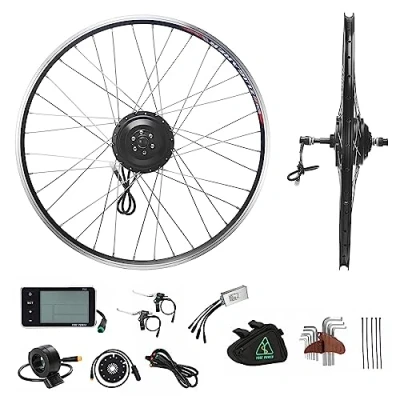 Image of YOSE POWER E bike Conversion Kit Black 28&quot; (700C) Rear Freewheel with 36V350W Electric Bicycle Brushless Motor