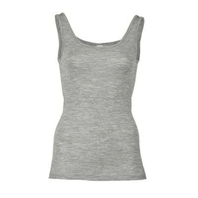 Image of Engel Womens Sleeveless Thermal Vest Organic Merino/Mulberry Silk Undyed (2. UK 10/12 EU 38/40, Light Grey Melange)