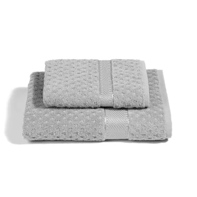 Image of Caleffi Soft Terry 100% Cotton Jacquard Bath Towel and Bidet Set, 1 Face 60 x 110 cm + Guest 40 Absorbent Resistant to Frequent Washes, Durable