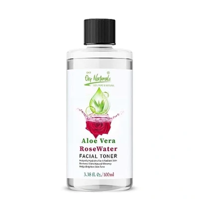 Image of Aloe Vera Gel + Rose Water 100ml Mist Facial Toner with and Hydrating, Cooling Glowing Skin for Moisturizing &amp; Soothing Perfect Face, Body Hair