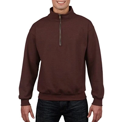 Image of Gildan mens Fleece Quarter zip Cadet Collar Sweatshirt, Style G18800, Russet, S